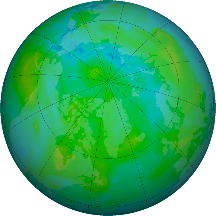 Arctic ozone map for 12 August 1996